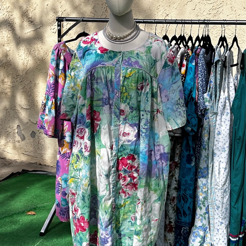 Floral blue reds purple hues Multicolor Maxi Robe Dress